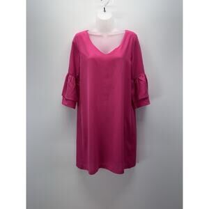Belongsci Women’s Bright Pink Bell Sleeve Shift Dress Size M NWT Boutique